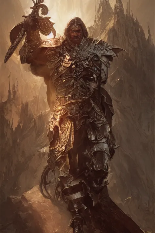 Image similar to antonio banderas as holy paladin, fantasy, dnd, intricate, highly detailed, smooth, artstation, digital illustration by Ruan Jia and Mandy Jurgens and Artgerm and Wayne Barlowe and Greg Rutkowski and Zdislav Beksinski