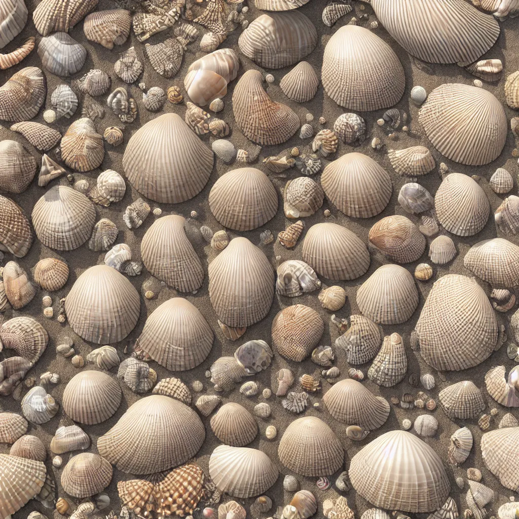 Image similar to geometric complex sea shell designs by ernst haeckel, closeup, fractal, realistic cinema 4 d render, beach sand background, clear focus, very coherent, very detailed