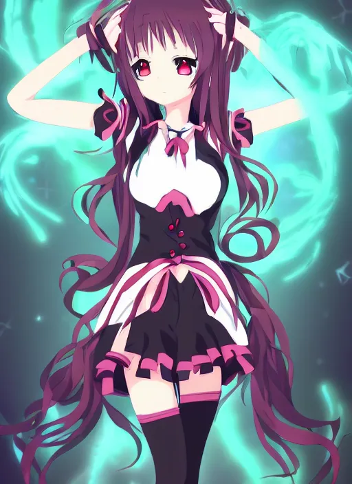 Prompt: anime character sprite for a visual novel, cute anime necromancer girl | | anime key visual, official media, illustrated by wlop, 8 k, trending on pixiv, beautiful, clean linework