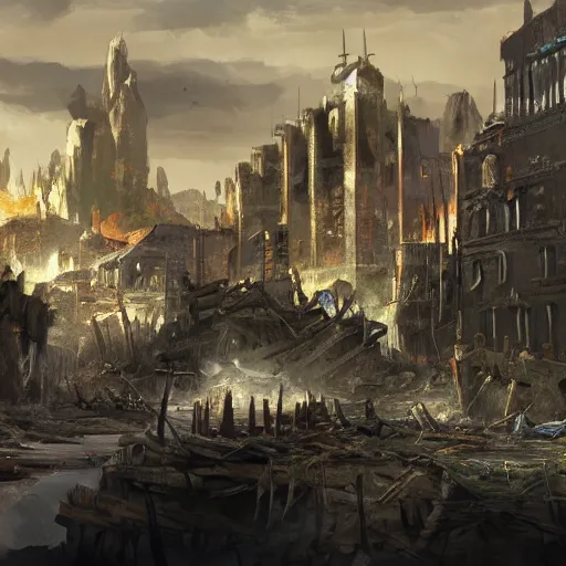 Image similar to the old world is dying and the new world struggles to be born, concept art