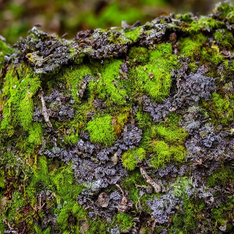 Prompt: a drawn picture lichens and moss close-up various fungus, mushrooms and plants, Atmospheric phenomenon, artistic photography, muted colors, conceptual, long exposure outside the city