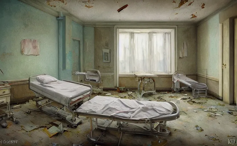 Image similar to Abandoned hospital room. By Konstantin Razumov, highly detailded