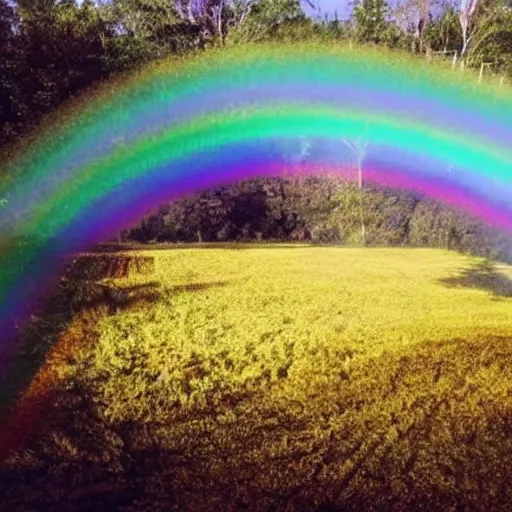 Prompt: An enormous pot of gold at the end of a rainbow.