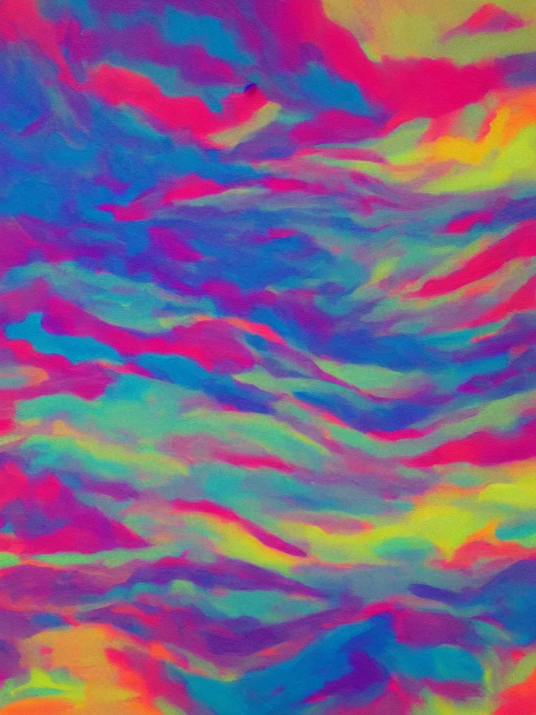 Prompt: abstract oil painting of a landscape, outrun, synth wave, vaporwave, pastel colors
