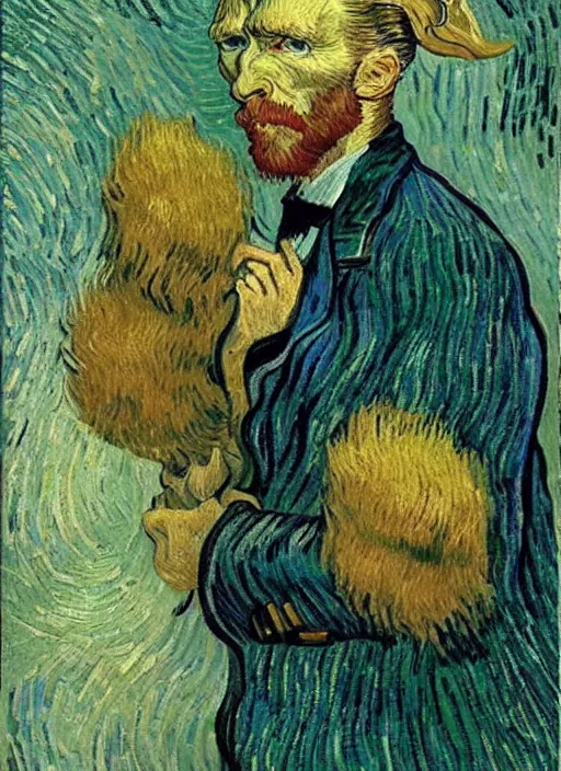 Image similar to a ultra detailed photo portrait of Vincent van Gogh with 3 ears, style Annie Leibovitz