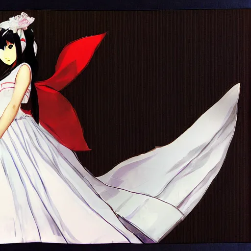 Prompt: yukiko amagi in wedding dress facing viewer by shigenori soejima
