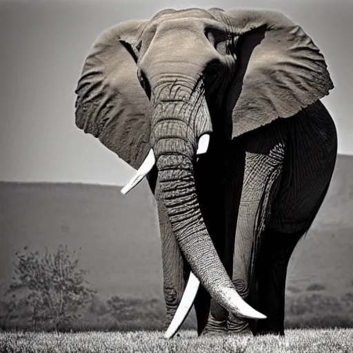 Prompt: an elephant with the chernobyl elephants foot. photograph.