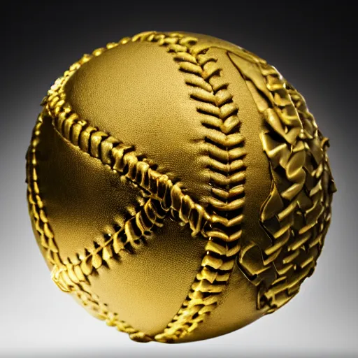 Image similar to photo of a gold metal baseball, studio lighting