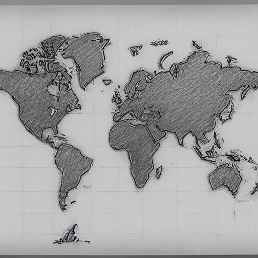 Prompt: world map pencil sketch, trending on artstation, cgsociety