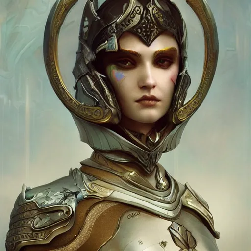 Image similar to porcelain in full warrior body armor, soft painting of a curiosities graceful futuristic carnival, perfectly detailed, symmetrical accurate intricate sensual features, highly detailed, artstation, sharp focus, tom bagshaw