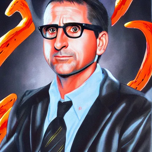 Prompt: Painting of Steve Carell, official, detailed, character dragonball, award winning artwork, Akira Toriyama