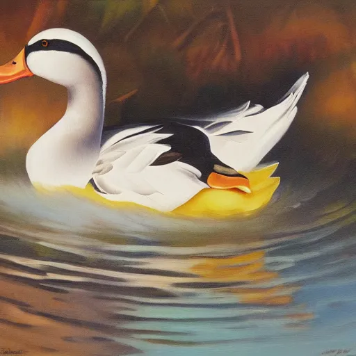 Image similar to a duck on the prowl oil painting john armleder