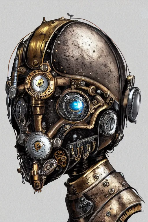 Image similar to steampunk helmet fantasy art mask robot ninja stylized digital illustration sharp focus, elegant intricate digital painting artstation concept art global illumination ray tracing advanced technology chaykin howard and campionpascale and cooke darwyn and davis jack