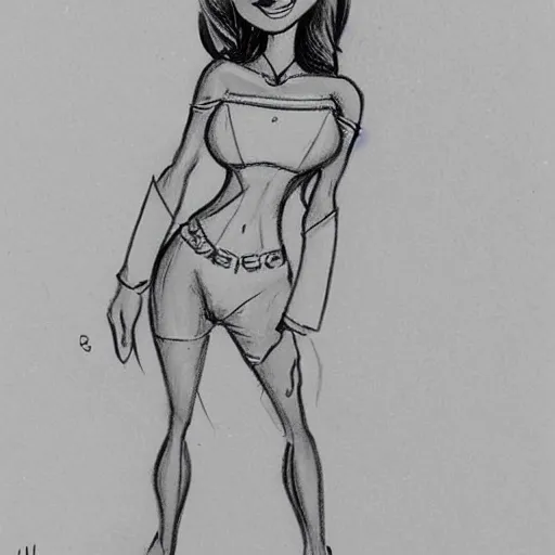 Image similar to milt kahl sketch of victoria justice with kim kardashian body as princess daisy from super mario bros