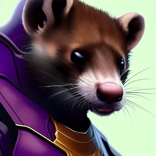 Image similar to a anthropomorphic ferret is thanos, hyperdetailed, artstation, cgsociety, 8 k