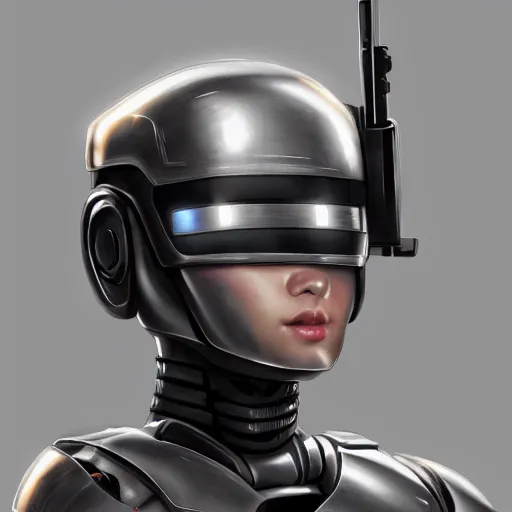 Image similar to robocop | | pixar - cute - fine - face, pretty face, realistic shaded perfect face, fine details by stanley artgerm lau, wlop, rossdraws, james jean, andrei riabovitchev, marc simonetti, and sakimichan, trending on artstation