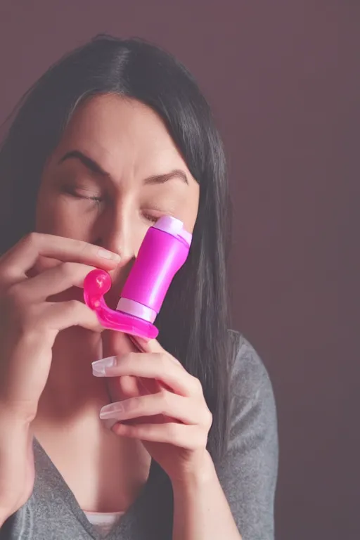 Image similar to Woman using a Pink Vapor Inhaler