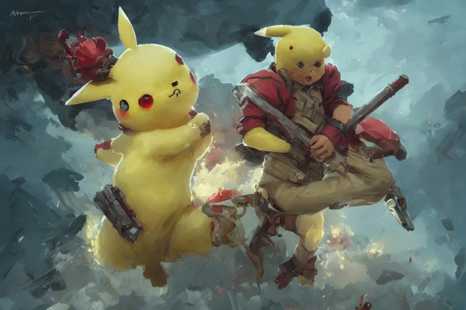 Image similar to bloody battle between two pikachu, highly detailed, digital painting, artstation, concept art, smooth, sharp, focus, illustration, art by artgerm and greg rutkowski and alphonse mucha