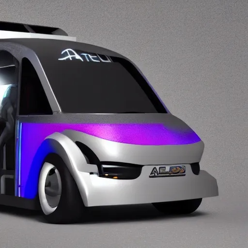 Image similar to cyberpunk alien concept of the a - team van, futuristic look, highly detailed body, very powerful, photorealistic camera shot, crisp quality and light reflections, unreal engine 5 quality render