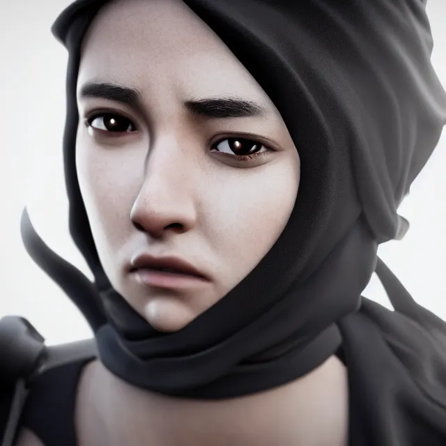 Image similar to perfectly centered close up portrait, ninja, professional portrait photography, candid photography, highly detailed, unreal engine 5