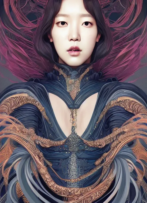 Prompt: Park Shin Hye as a super villain, luxurious, fantasy, intricate, elegant, highly detailed, digital painting, artstation, concept art, matte, sharp focus, illustration, art by WLOP and Hokusai, masterpiece, Refined, upscaled