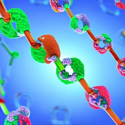 Prompt: amino acids attacking DNA strands