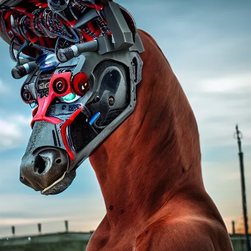 Prompt: cyborg horse, 4 k photography, trending on gurushots