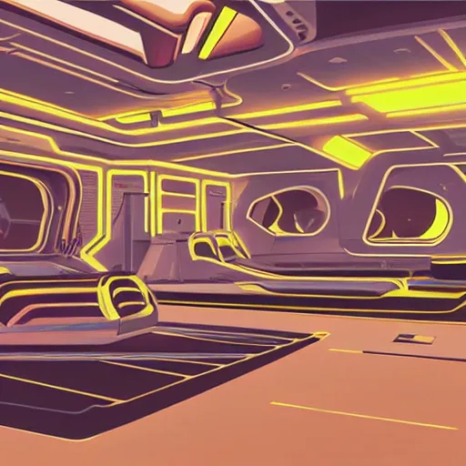 Image similar to Retro futurism aesthetic interior, concept art