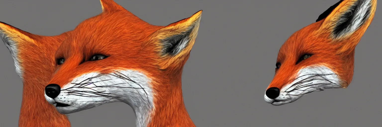Prompt: a photorealistic humanoid fox, antrophomorphic