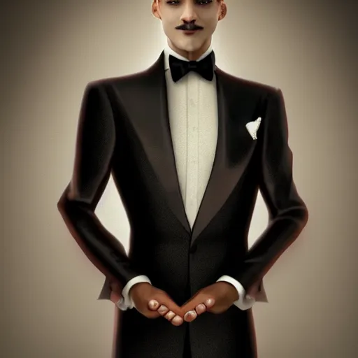 Image similar to portait drawing of a dragon male wearing tuxedo holding a 🍷, digital art, digital painting, masterpiece, elegant, hyper realistic, award winning, 8 k, behance, artstation, unreal engine 5, octane render, masterpiece, sharp focus, intricate, ornate