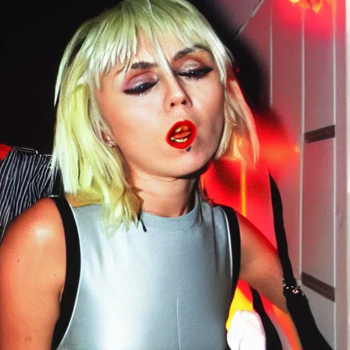 Image similar to Miley Cryus dressed as Debbie Harry