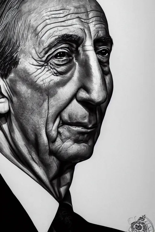 Prompt: marcelo rebelo sousa president of portugal portrait, realistic, 4 k, photo realism, black and white, perfect face