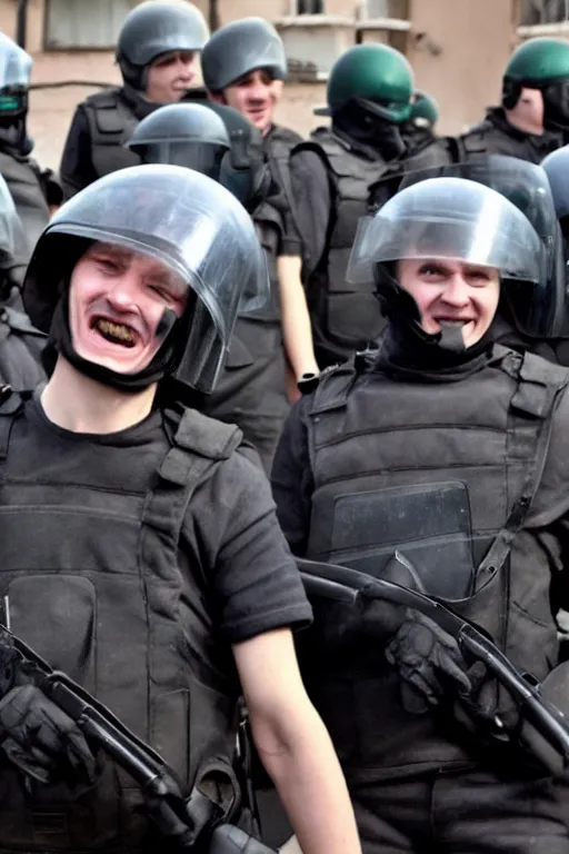 Prompt: happiness of a belarusian riot police 2 0 2 0 realistic faces from amnesty photos