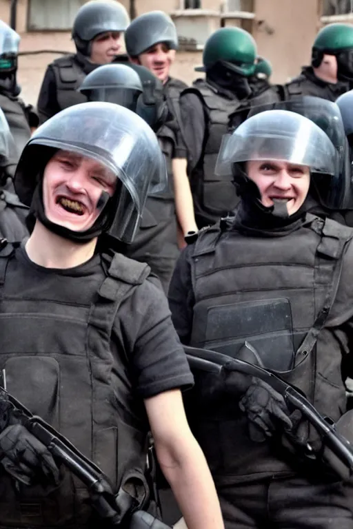 Image similar to happiness of a belarusian riot police 2 0 2 0 realistic faces from amnesty photos