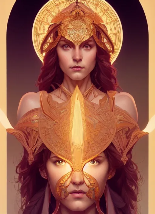 Image similar to symmetry!! portrait of beautiful pallas athena, mithology, intricate, highly detailed, dynamic lighting, digital art, digital painting, artstation, wlop, sharp focus, illustration, art by artgerm and greg rutkowski and alphonse mucha, 8 k