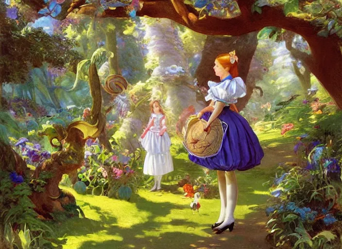 Image similar to clip art of alice in the wonderland by vladimir volegov and alexander averin and peder mørk mønsted and pierre auguste cot and raphael lacoste