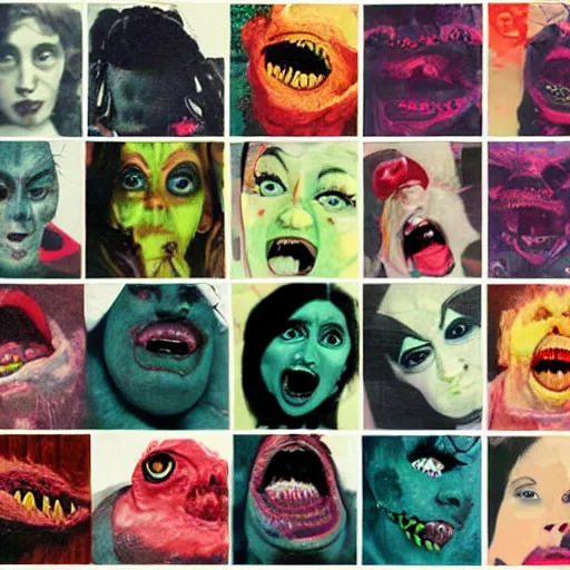 Image similar to collage artwork of monster woman