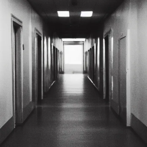 Image similar to an infinite empty yellow hallway, liminal space, vhs recording, sharp focus