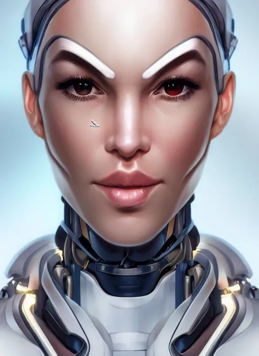 Image similar to portrait of a cyborg woman who turns her head to the right!!!!! (((((left))))) (((((up))))) (((((down))))) by Artgerm,eyes closed , biomechanical, hyper detailled, trending on artstation