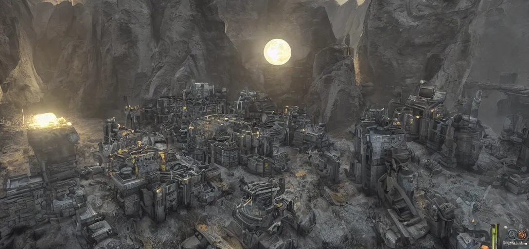 Image similar to moon is protodoom steelcog tribe fog, coherent, detailed, intricate, fusion, 8 k resolution