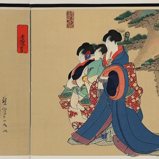 Prompt: royal procession, ukiyo-e