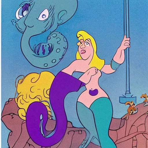 Prompt: ( ( boris johnson ) ) as ursula from the little mermaid, 1 9 8 9 disney, cartoon, octopus