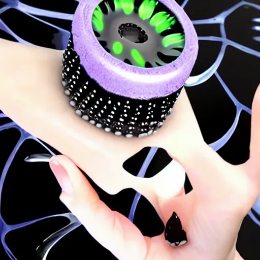 Image similar to ferrofluid slime girl playing with magnets