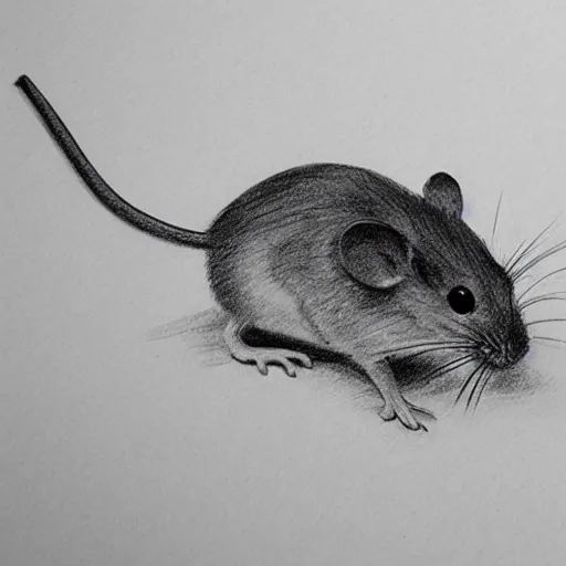 Prompt: a hand drawn pencil sketch of a quizzical mouse black and white illustration