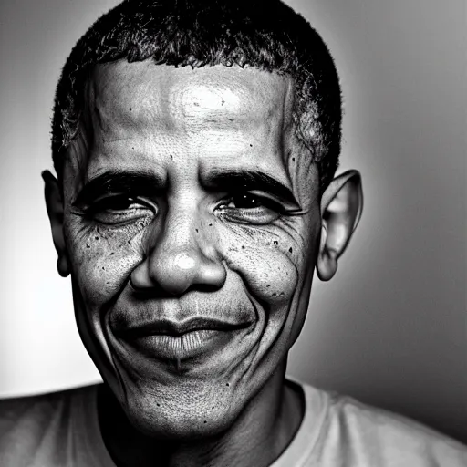 Prompt: a photo by bruce gilden of obama, leica s, flash, high contrast, intricate, closeup of face, beautiful