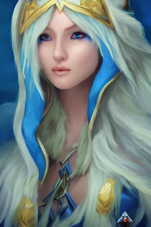 Image similar to Protrait of Crystal Maiden from Dota 2, high fantasy, detailed face, artstationhd, trending on artstation