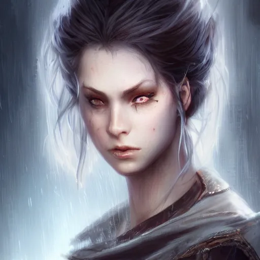 Image similar to bridgett wagner, character headshot concept art, sharp, digital matte painting, art by luis royo, greg rutkowski, wlop, dramatic lighting, trending on artstation