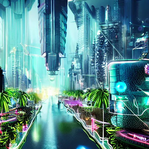 Prompt: futuristic city realistic grafitti utopia photorealism rain reflection jungle drones android,8k