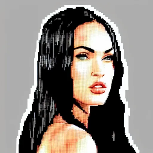 Image similar to megan fox, pixel art, pixel, cybes, photorealistic, realistic, ultra detailed