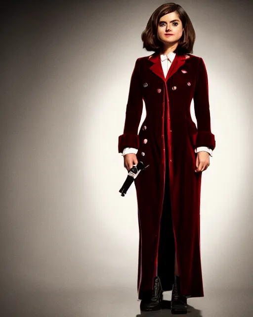 Image similar to Jenna Coleman as the Doctor, velvet frock coat, Doctor Who